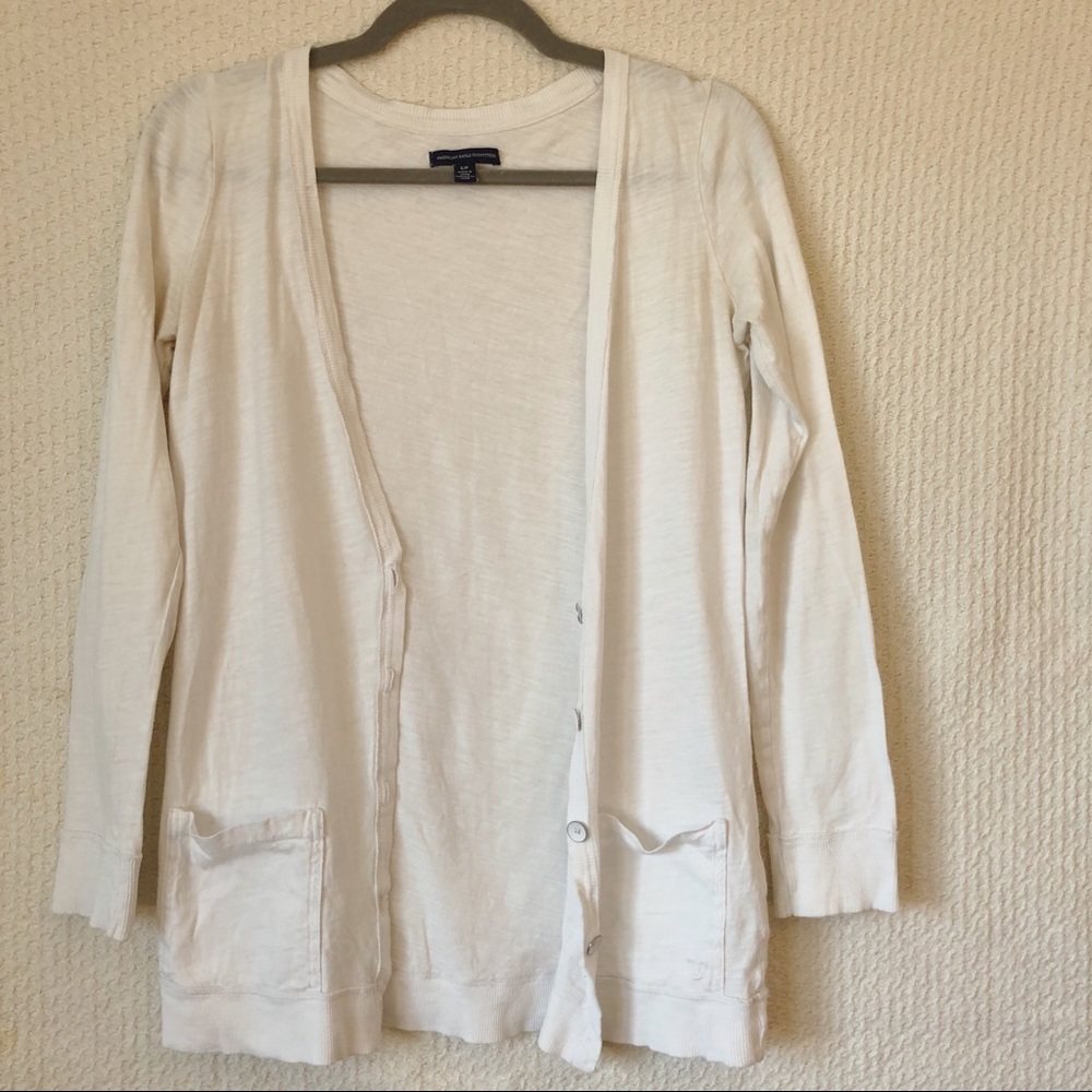 white cardigan